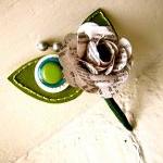 Green Rose Paper Flower And Button Boutonniere For..