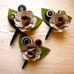 Three Green And Book Page Rose Paper Flower And..