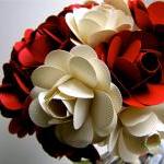 Red And White Paper Rose Flower Wedding Bouquet