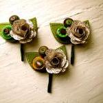 Three Boutonnieres Book Page Rose Paper Flower And..