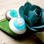 Paper Rose Boutonniere, Grooms Boutonniere, Teal..
