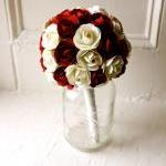 Paper Rose Bouquet - Bridal Bouquet, Red And White