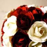 Paper Rose Bouquet - Bridal Bouquet, Red And White