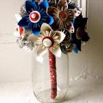 Paper Flower Bouquet, Wedding, Blue, White, Red,..
