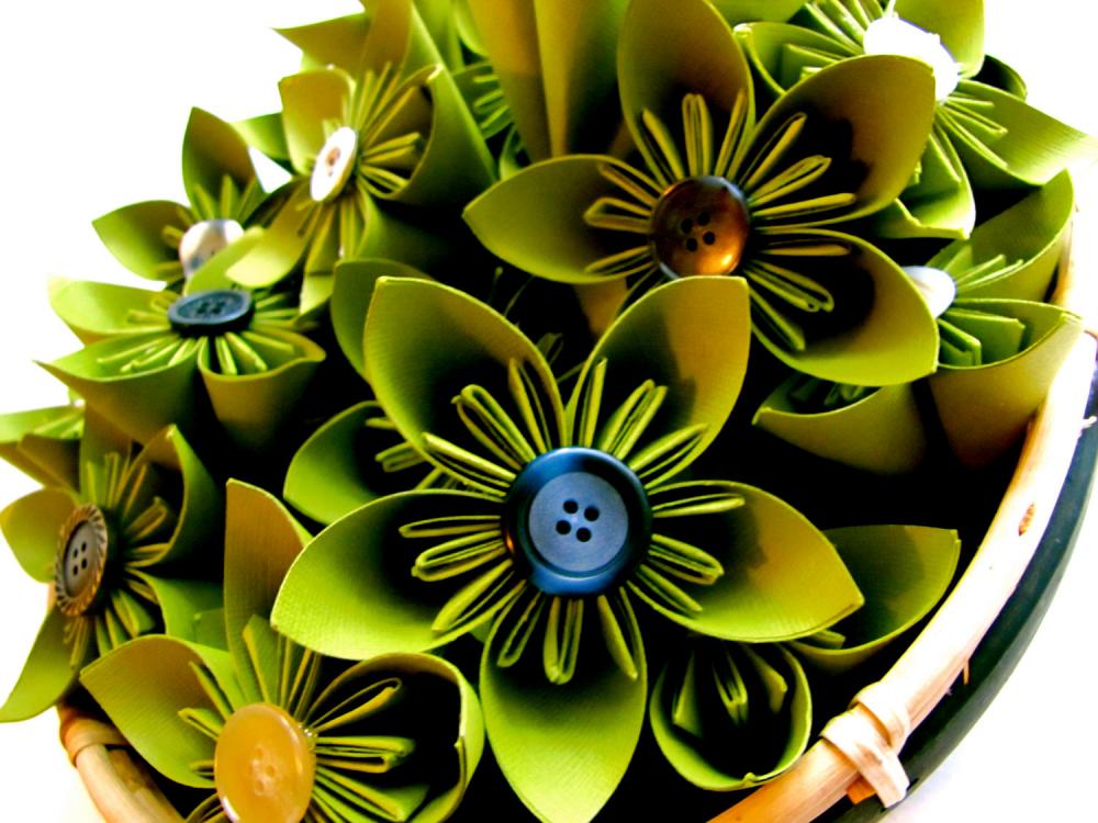Green Paper Flowers - Wedding Decorations, Home Decorations, Event Decorations, Bouquets